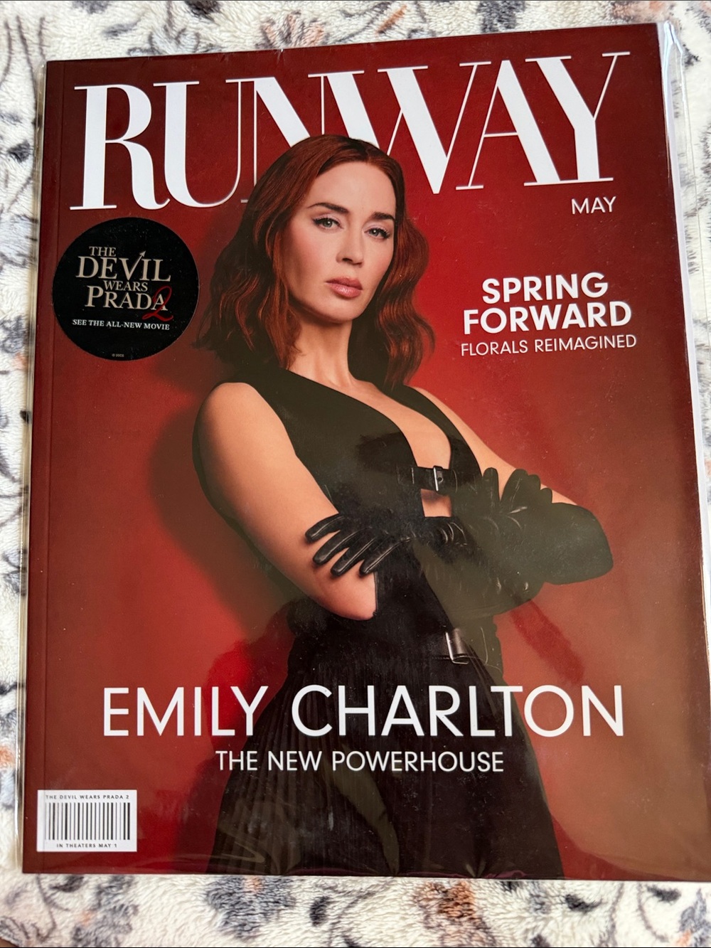 RUNWAY Magazine May Issue - Red Cover with Emily Charlton